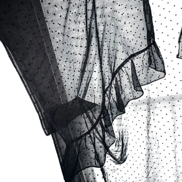 Express Womans Sheer Swiss Dot Kimono Duster-Black-One Size-GUC - Picture 4 of 6